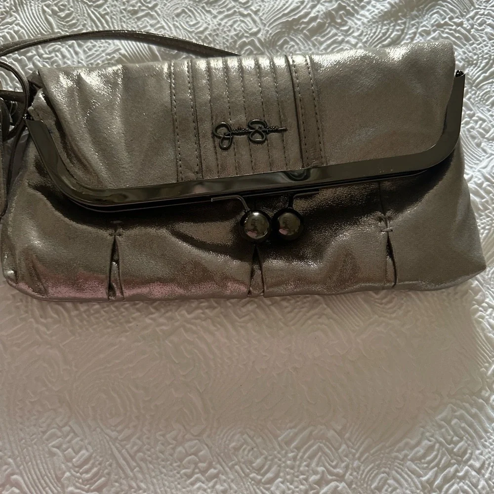 Jessica Simpson Silver Clutch Wristlet